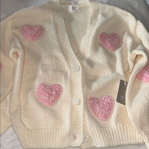 New Luna Ivy pink  heart valentine’s Day Coquette Cardigan Sweater